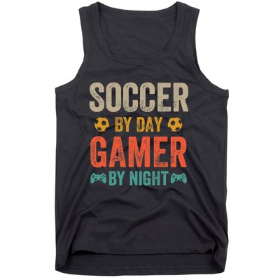 Soccer By Day Gamer By Night Sports Video Game Lover Gifts Premium Tank Top