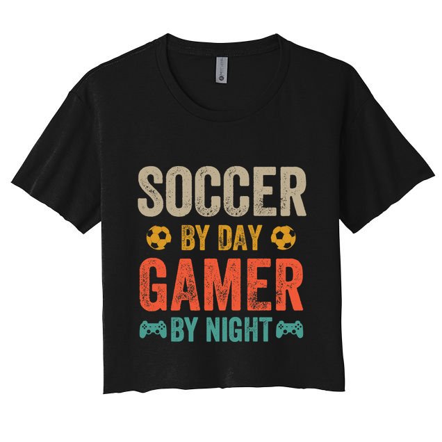 Soccer By Day Gamer By Night Sports Video Game Lover Gifts Premium Crop Top