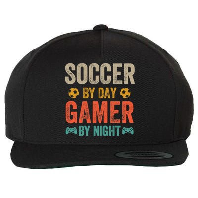 Soccer By Day Gamer By Night Sports Video Game Lover Gifts Premium Wool Snapback Cap