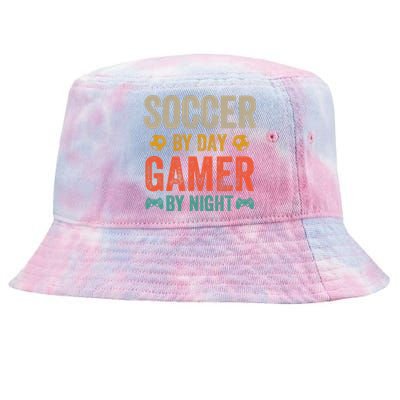 Soccer By Day Gamer By Night Sports Video Game Lover Gifts Premium Tie-Dyed Bucket Hat