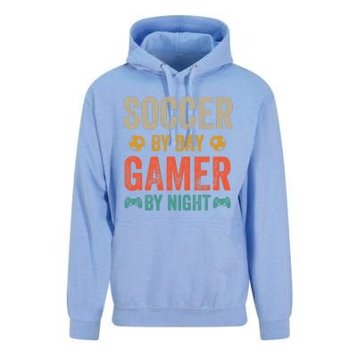 Soccer By Day Gamer By Night Sports Video Game Lover Gifts Premium Unisex Surf Hoodie