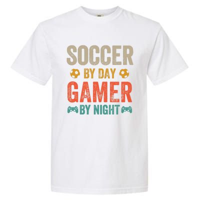 Soccer By Day Gamer By Night Sports Video Game Lover Gifts Premium Garment-Dyed Heavyweight T-Shirt