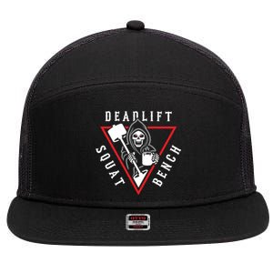 Squat Bench Deadlift Grim Reaper 7 Panel Mesh Trucker Snapback Hat