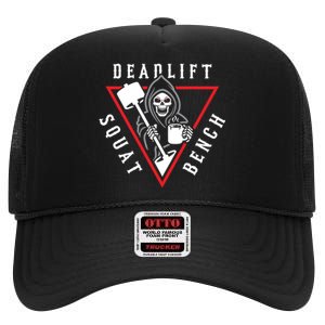 Squat Bench Deadlift Grim Reaper High Crown Mesh Back Trucker Hat