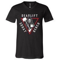 Squat Bench Deadlift Grim Reaper V-Neck T-Shirt