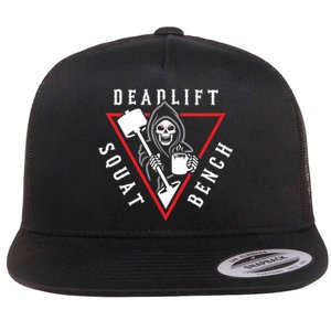 Squat Bench Deadlift Grim Reaper Flat Bill Trucker Hat