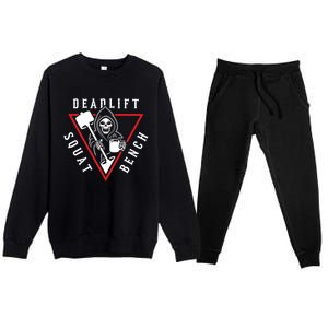 Squat Bench Deadlift Grim Reaper Premium Crewneck Sweatsuit Set