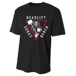 Squat Bench Deadlift Grim Reaper Performance Sprint T-Shirt