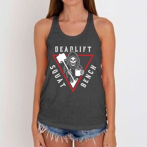 Squat Bench Deadlift Grim Reaper Women's Knotted Racerback Tank