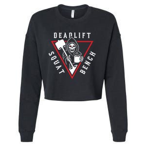 Squat Bench Deadlift Grim Reaper Cropped Pullover Crew