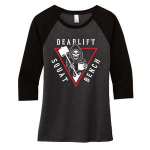 Squat Bench Deadlift Grim Reaper Women's Tri-Blend 3/4-Sleeve Raglan Shirt