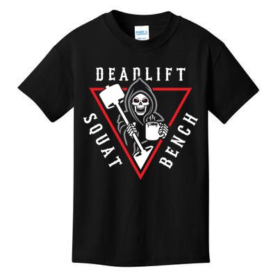 Squat Bench Deadlift Grim Reaper Kids T-Shirt