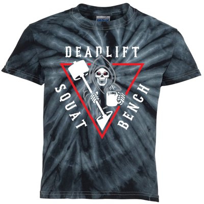 Squat Bench Deadlift Grim Reaper Kids Tie-Dye T-Shirt