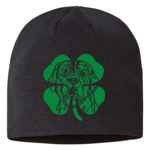 St Bernard Dog Head Face Green Shamrock Saint Patrick's Day Sustainable Beanie