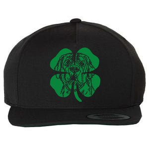 St Bernard Dog Head Face Green Shamrock Saint Patrick's Day Wool Snapback Cap