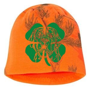 St Bernard Dog Head Face Green Shamrock Saint Patrick's Day Kati - Camo Knit Beanie