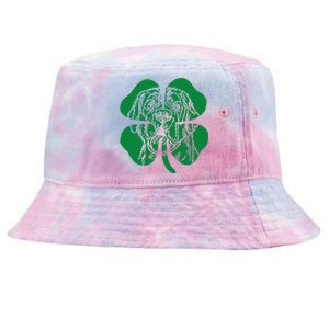 St Bernard Dog Head Face Green Shamrock Saint Patrick's Day Tie-Dyed Bucket Hat