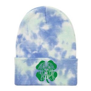 St Bernard Dog Head Face Green Shamrock Saint Patrick's Day Tie Dye 12in Knit Beanie