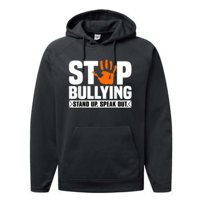 Stop Bullying Design Orange Stand Up Speak Out Unity Day Performance Fleece Hoodie