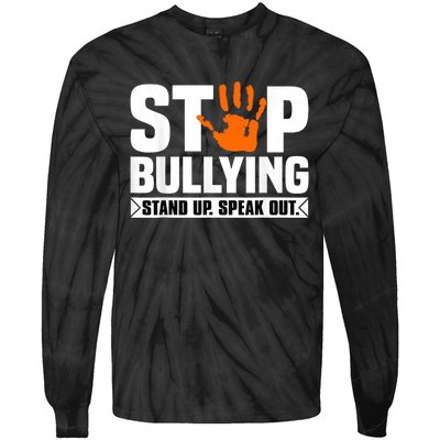 Stop Bullying Design Orange Stand Up Speak Out Unity Day Tie-Dye Long Sleeve Shirt