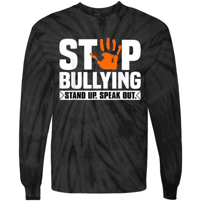 Stop Bullying Design Orange Stand Up Speak Out Unity Day Tie-Dye Long Sleeve Shirt