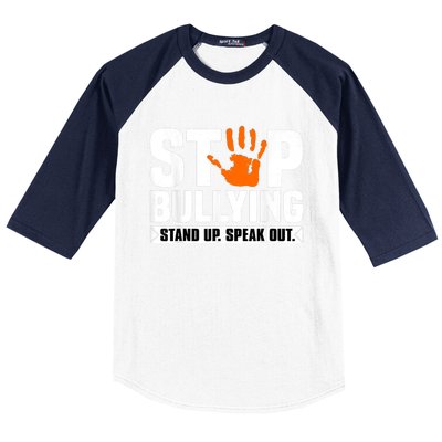 Stop Bullying Design Orange Stand Up Speak Out Unity Day Baseball Sleeve Shirt