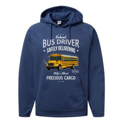 School Bus Driver Safely Delivering Precious Kids Performance Fleece Hoodie