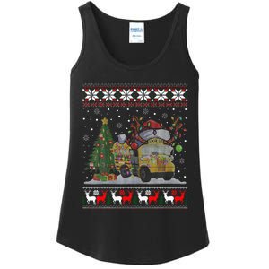 School Bus Driver Reindeer Santa Hat Ugly Christmas Ladies Essential Tank