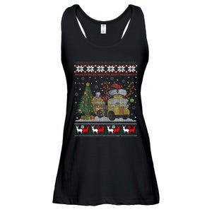 School Bus Driver Reindeer Santa Hat Ugly Christmas Ladies Essential Flowy Tank