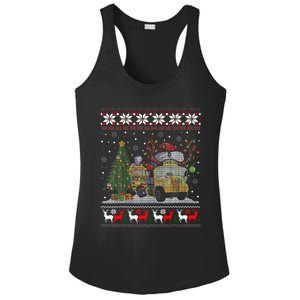 School Bus Driver Reindeer Santa Hat Ugly Christmas Ladies PosiCharge Competitor Racerback Tank