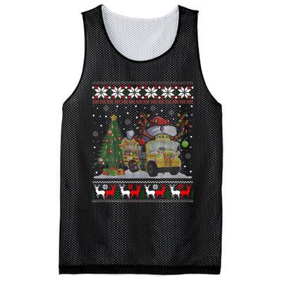 School Bus Driver Reindeer Santa Hat Ugly Christmas Mesh Reversible Basketball Jersey Tank