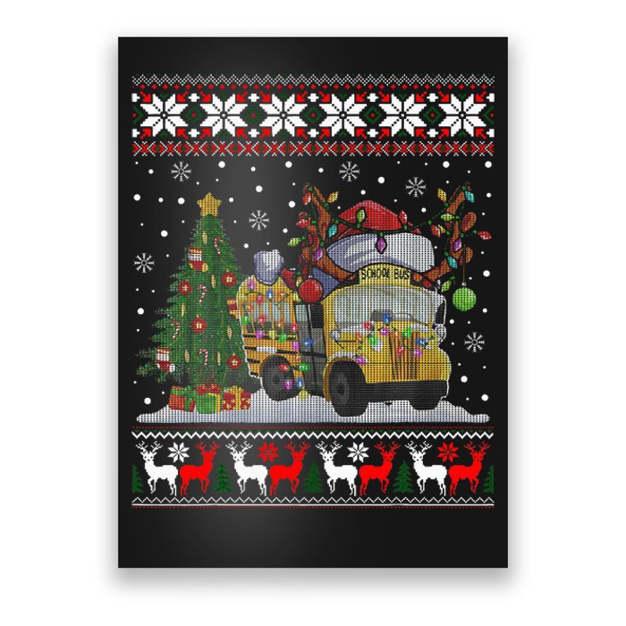 School Bus Driver Reindeer Santa Hat Ugly Christmas Poster