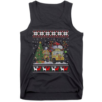 School Bus Driver Reindeer Santa Hat Ugly Christmas Tank Top