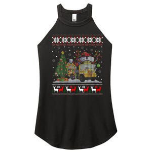 School Bus Driver Reindeer Santa Hat Ugly Christmas Women's Perfect Tri Rocker Tank