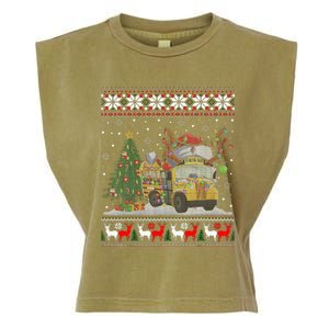 School Bus Driver Reindeer Santa Hat Ugly Christmas Garment-Dyed Women's Muscle Tee