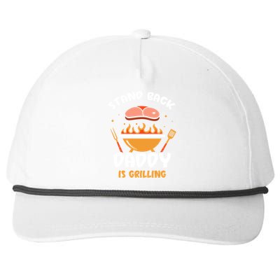 Stand Back Daddy Is Grilling Grill Meat Barbecue Bbq Dad Gift Snapback Five-Panel Rope Hat