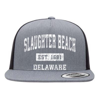 Slaughter Beach Delaware De Vintage Sports Established Design Flat Bill Trucker Hat