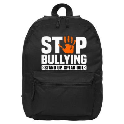 Stop Bullying Design Orange Stand Up Speak Out Unity Day 16 in Basic Backpack