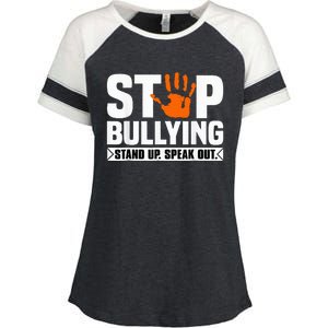 Stop Bullying Design Orange Stand Up Speak Out Unity Day Enza Ladies Jersey Colorblock Tee