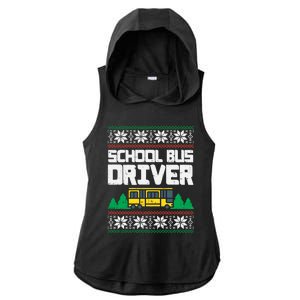 School Bus Driver Ugly Christmas Sweater Funny Xmas Gift Cool Gift Ladies PosiCharge Tri-Blend Wicking Draft Hoodie Tank