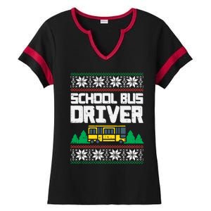 School Bus Driver Ugly Christmas Sweater Funny Xmas Gift Cool Gift Ladies Halftime Notch Neck Tee