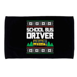 School Bus Driver Ugly Christmas Sweater Funny Xmas Gift Cool Gift Microfiber Hand Towel