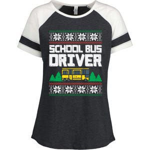 School Bus Driver Ugly Christmas Sweater Funny Xmas Gift Cool Gift Enza Ladies Jersey Colorblock Tee