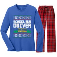 School Bus Driver Ugly Christmas Sweater Funny Xmas Gift Cool Gift Women's Long Sleeve Flannel Pajama Set 