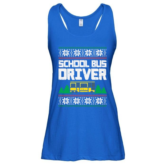 School Bus Driver Ugly Christmas Sweater Funny Xmas Gift Cool Gift Ladies Essential Flowy Tank