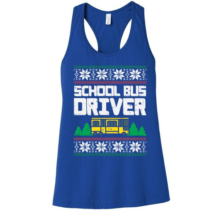 School Bus Driver Ugly Christmas Sweater Funny Xmas Gift Cool Gift Women's Racerback Tank