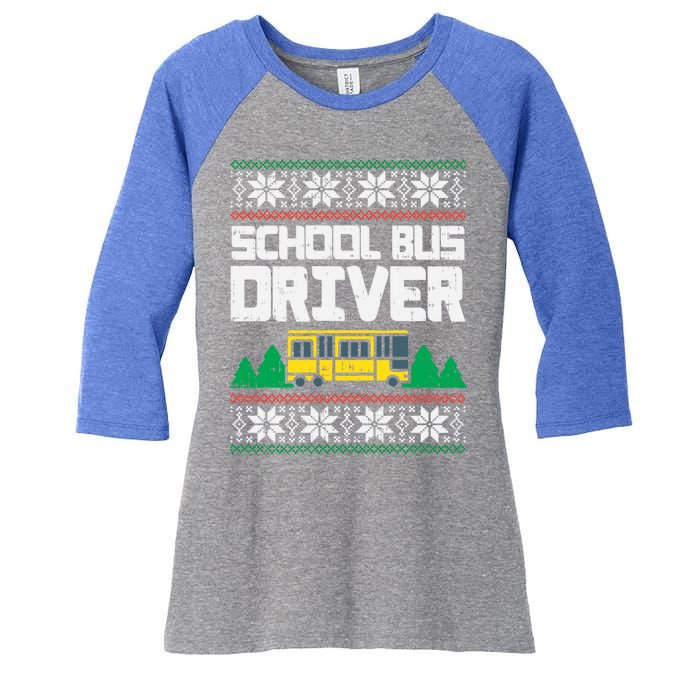 School Bus Driver Ugly Christmas Sweater Funny Xmas Gift Cool Gift Women's Tri-Blend 3/4-Sleeve Raglan Shirt