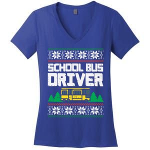 School Bus Driver Ugly Christmas Sweater Funny Xmas Gift Cool Gift Women's V-Neck T-Shirt