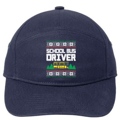 School Bus Driver Ugly Christmas Sweater Funny Xmas Gift Cool Gift 7-Panel Snapback Hat