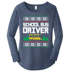 School Bus Driver Ugly Christmas Sweater Funny Xmas Gift Cool Gift Women's Perfect Tri Tunic Long Sleeve Shirt